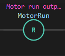 OTU instruction block: an idle unlatching coil, drawn as a ring with an R, on the tag MotorRun